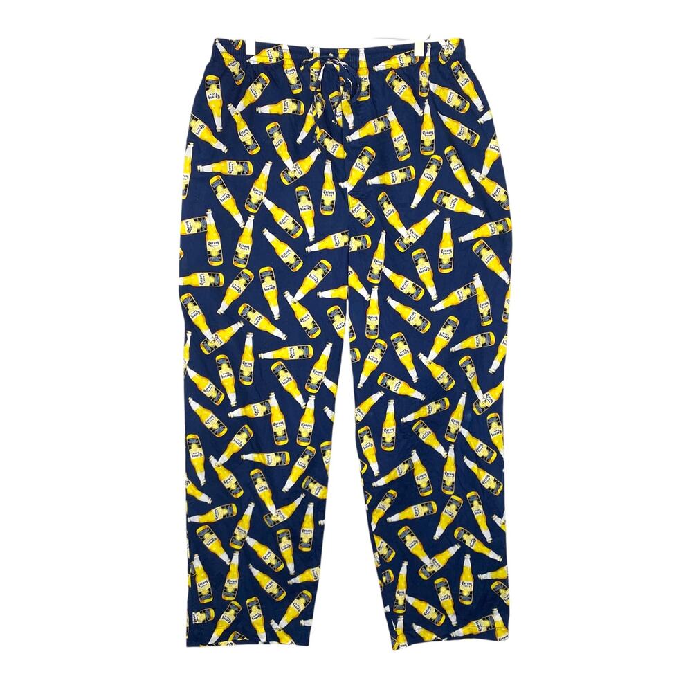 Corona Pajama Pants Blue Beer Bottle Print Drawstring Large Novelty Loungewear